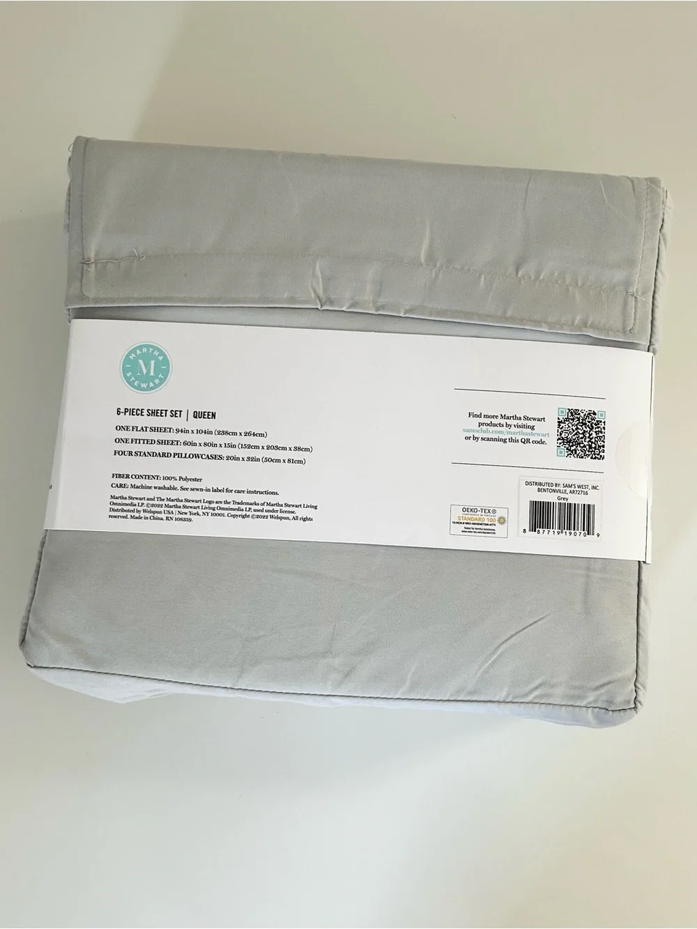 NEW! Martha Stewart Gray Queen Bed Sheet Set